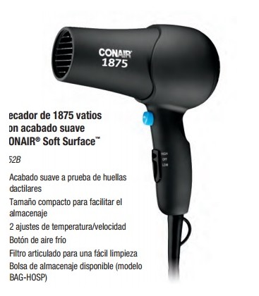 SECADOR ANTIHUELLAS NEGRO 152B 1875W